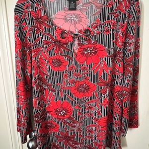 Women’s Blouse Red and Black Floral